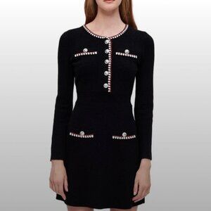Maje Women Robellow Knit Mini Dress Black Size 40/8 US - NWT